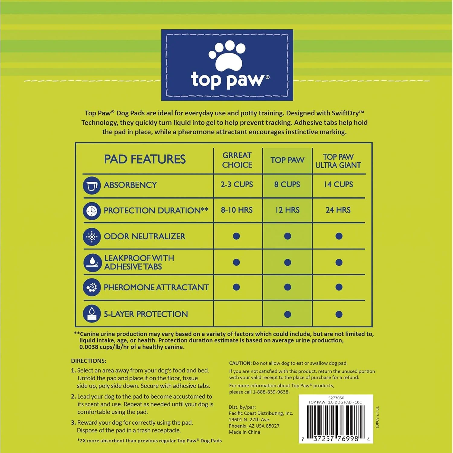 پدهای آموزشی چسبی سگ تاپ پا، سایز 58 در 61 سانتی متر (10 عددی)