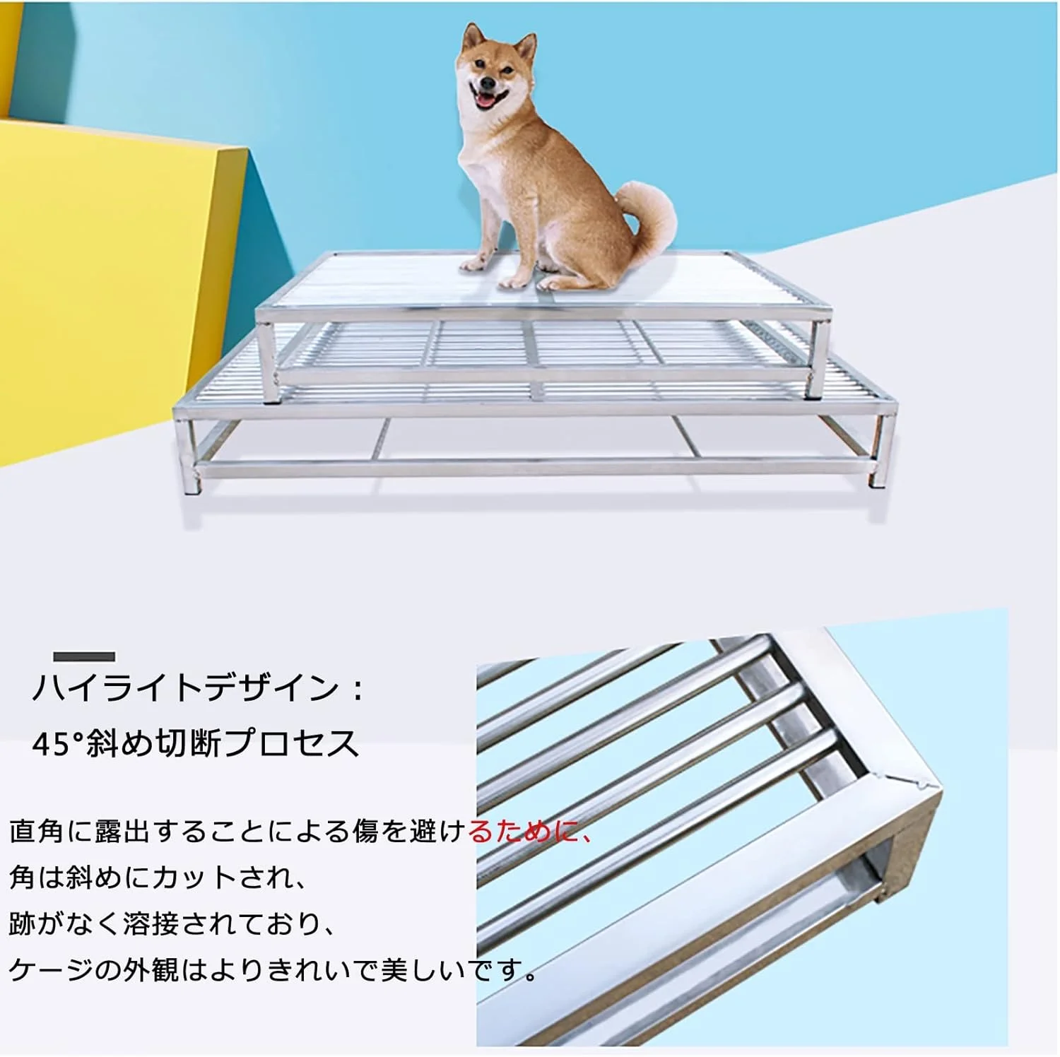 توالت سگ، توالت سگ استیل ضد زنگ داخل اتاق، توالت سگ قابل حمل، زیرانداز ضد لغزش، توالت حیوان خانگی تقویت شده، تمیز و بهداشتی، محافظت از کف، تمیز کردن آسان (اندازه: 108x70x12cm)