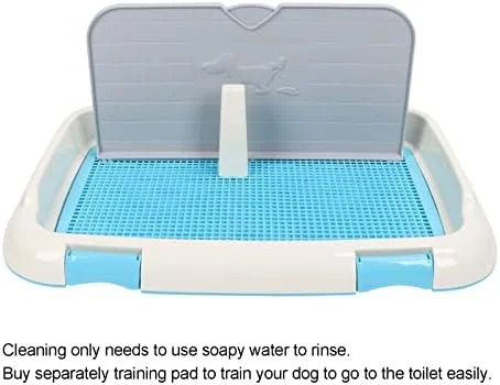 توالت سگ، سینی توالت سگ، توالت آموزشی توری سگ با جعبه بستر ادرار سگ برای سگ های کوچک و متوسط، سینی نگهدارنده پد ادرار برای سگ ها (آبی)