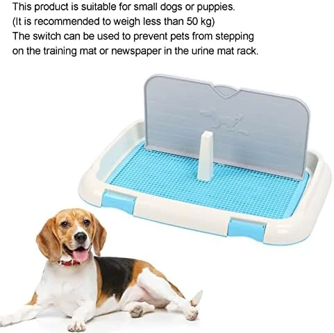 توالت سگ، سینی توالت سگ، توالت آموزشی توری سگ با جعبه بستر ادرار سگ برای سگ های کوچک و متوسط، سینی نگهدارنده پد ادرار برای سگ ها (آبی)