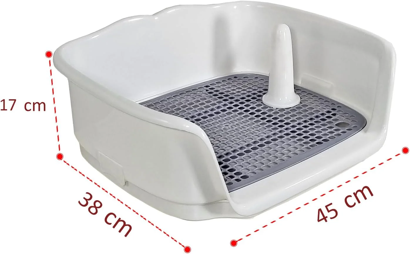 سینی آموزش توالت سگ برای سگ های کوچک تا متوسط، توالت قابل حمل سگ با حصار مرتفع، میله ادرار و طراحی جداشدنی، پنجه ها را خشک و کف را تمیز نگه می دارد، تمیز کردن آسان 47 سانتی متر (خاکستری)