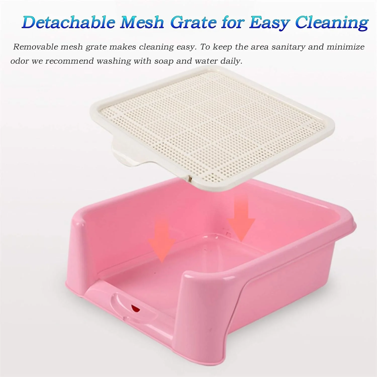 سینی آموزش توالت سگ بزرگ با توری جداشدنی و حصار جانبی، نگهدارنده پد آموزش ادرار گربه و توله سگ، مناسب استفاده در داخل و خارج از خانه (رنگ: صورتی، اندازه: 42×56×15 سانتی متر) سینی آموزش توالت سگ بزرگ با توری جداشدنی و حصار جانبی، نگهدارنده پد آموزش ادرار گربه و توله سگ، مناسب استفاده در داخل و خارج از خانه (رنگ: صورتی، اندازه: 42×56×15 سانتی متر)