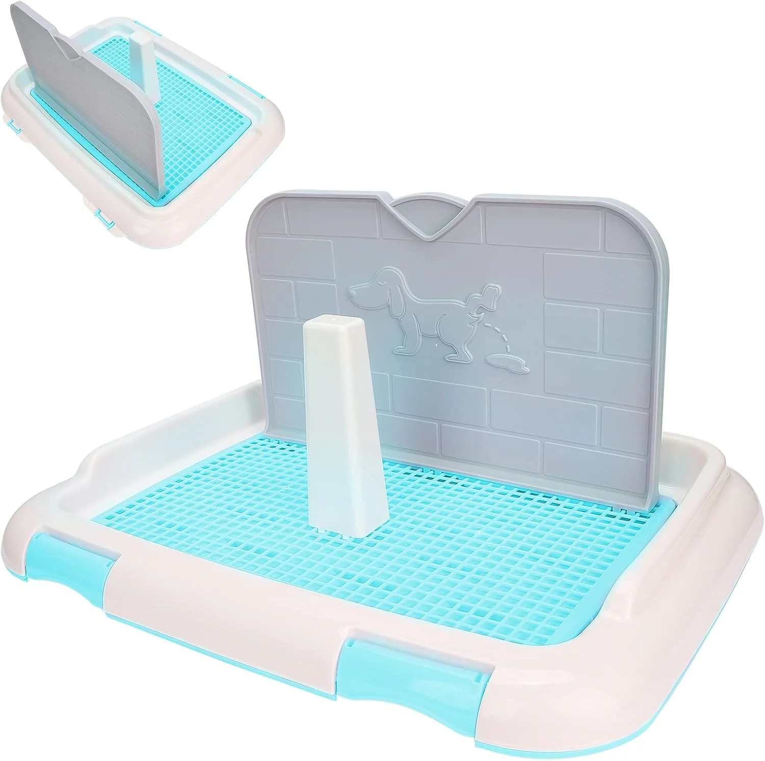 پد توالت سگ، سینی ادرار برنامه ریزی شده سگ، توالت گربه، توالت سگ، توالت سگ سرپوشیده، سینی توالت سگ با 1 عدد دیوار برای توالت سگ (آبی)