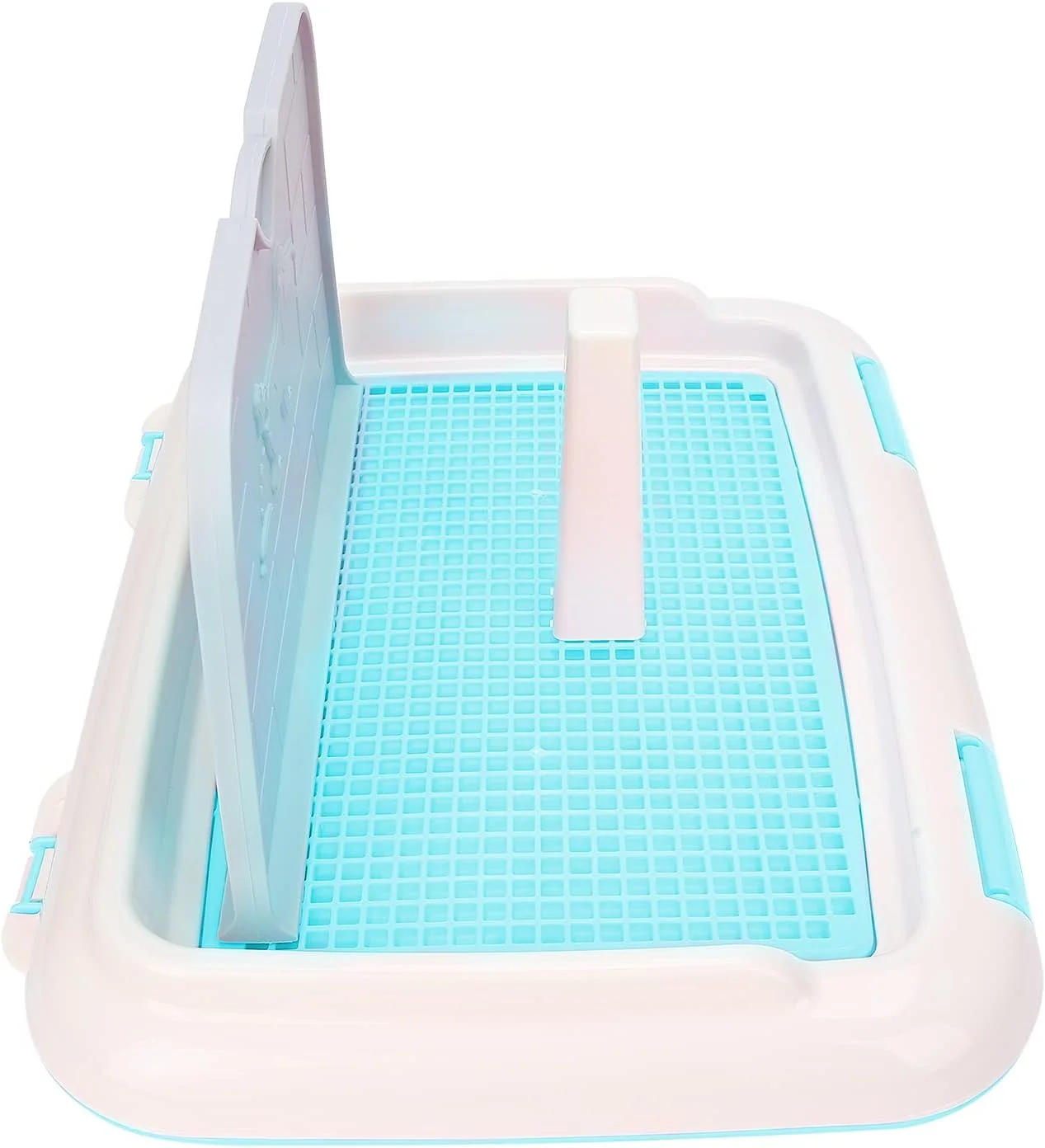 پد توالت سگ، سینی ادرار برنامه ریزی شده سگ، توالت گربه، توالت سگ، توالت سگ سرپوشیده، سینی توالت سگ با 1 عدد دیوار برای توالت سگ (آبی)