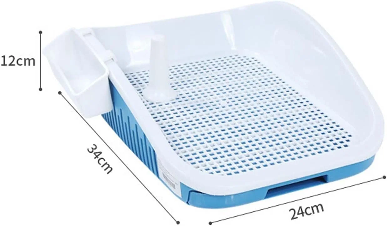 توالت سگ، ضد پاشش، دارای میله راهنما، تمیز کردن آسان، 34 x 24 x 12 سانتی متر، آبی/صورتی/خاکستری (آبی)
