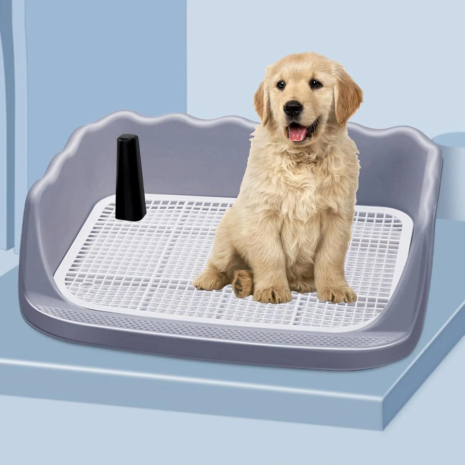 سینی دستشویی سگ، توالت سگ، سینی آموزش توالت توری برای حیوانات کوچک، خرگوش، آموزش ادرار سگ های کوچک و متوسط، خاکستری