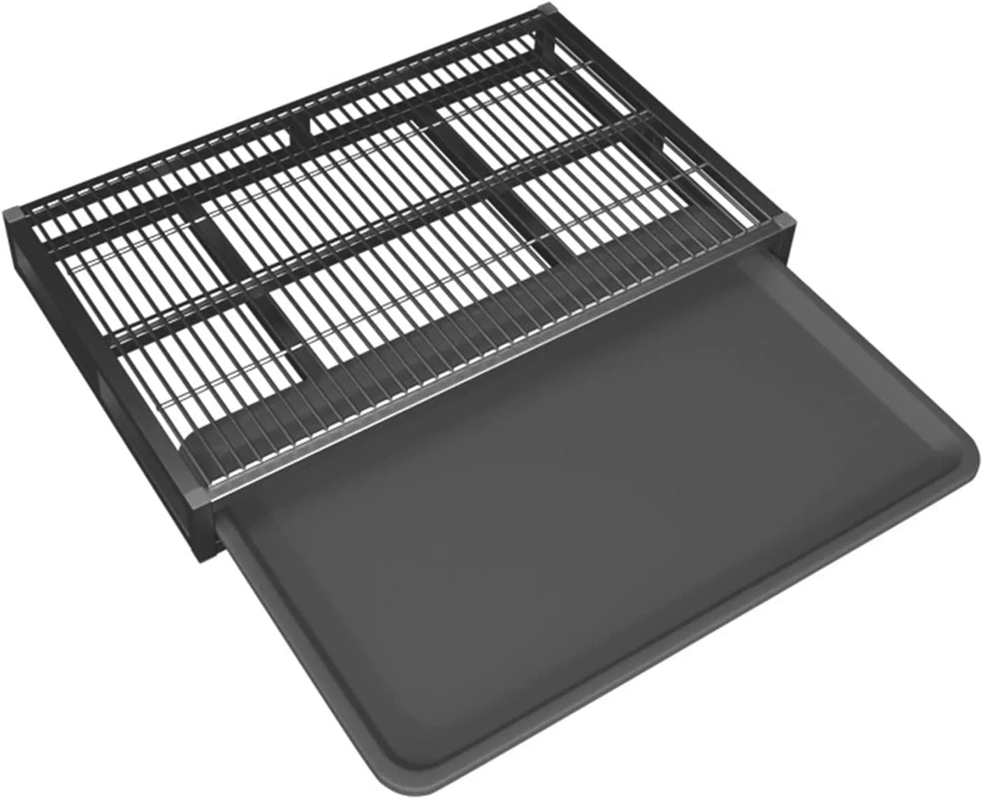 سینی آموزش توالت سگ فلزی، توالت قابل حمل سگ، جعبه بستر سگ برای آموزش توله سگ، با سینی کشویی (78 سانتی متر / 30.7 اینچ، مشکی)