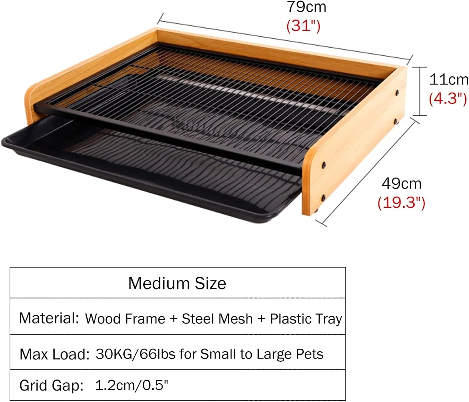 توالت سگ بسیار بزرگ، جایگاه پد ادرار ایوان با سینی، آموزش دهنده توالت توله سگ، لوازم سگ سیفون دار حوضچه ادرار، چوب و فلز (رنگ: استایل-2، سایز: متوسط)