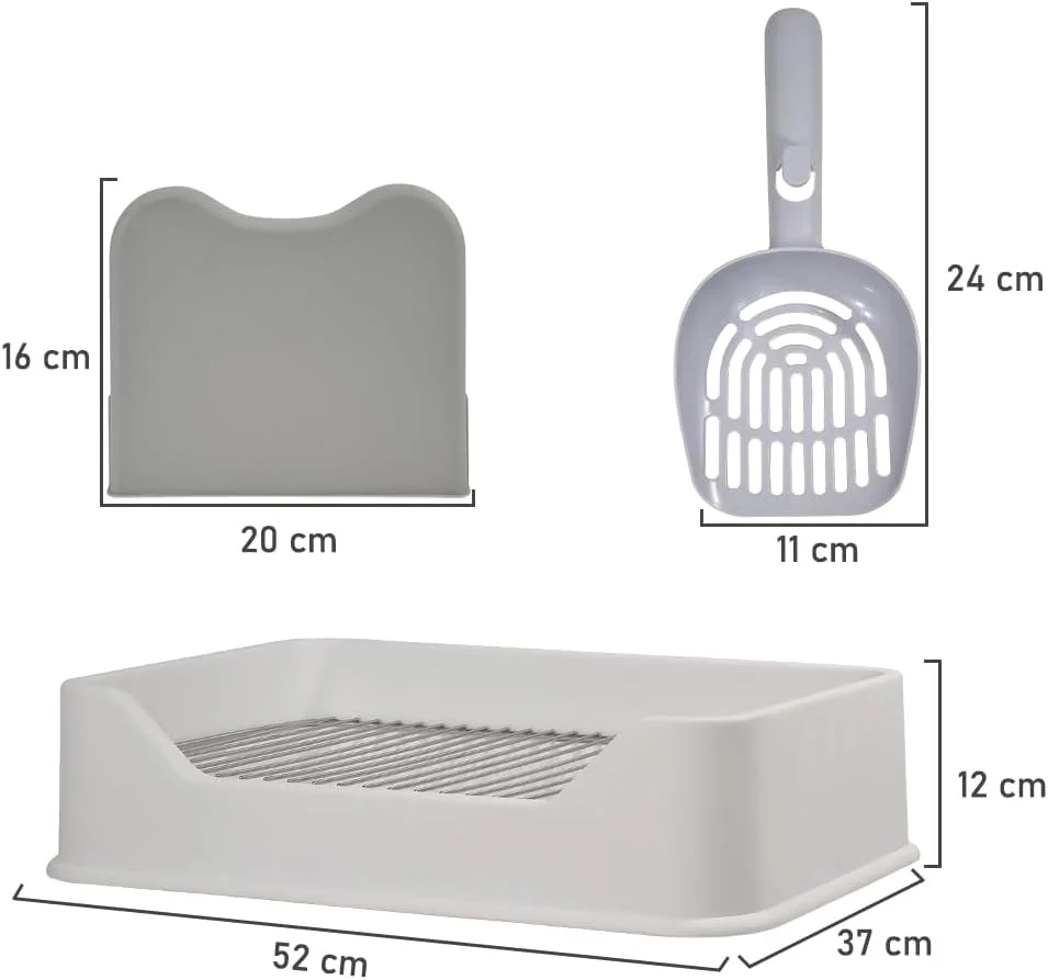 توالت سگ با طراحی ضد پاشش، سینی توالت سگ خانگی مناسب فضای داخلی و خارجی به همراه بیلچه، توالت سگ برای سگ های کوچک و متوسط، حفظ تمیزی پنجه ها و کف، دارای توری استیل ضد زنگ (سفید)