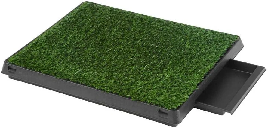 توالت سگ پد آموزشی توله سگ داخلی، توالت سگ چمن مصنوعی آموزش حیوانات خانگی با سینی زباله قابل جابجایی، پد توالت حیوانات خانگی چمن مصنوعی 60 سانتی متر در 48 سانتی متر