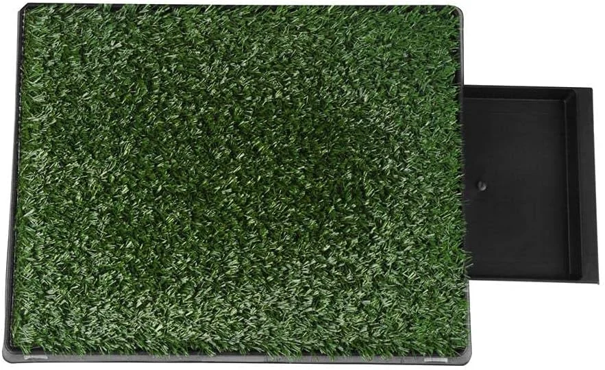 توالت سگ پد آموزشی توله سگ داخلی، توالت سگ چمن مصنوعی آموزش حیوانات خانگی با سینی زباله قابل جابجایی، پد توالت حیوانات خانگی چمن مصنوعی 60 سانتی متر در 48 سانتی متر