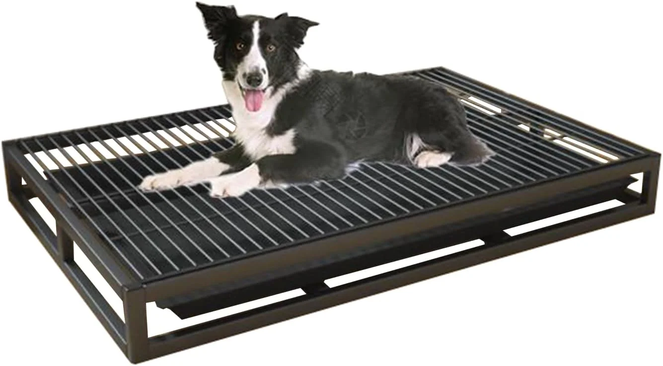 سینی توالت فلزی سگ، سینی پد آموزش ادرار توله سگ خانگی در فضای باز، جعبه بستر سگ قابل حمل، تشت فلزی بستر سگ با سینی کشویی (61 سانتی متر/24 اینچ، مشکی)