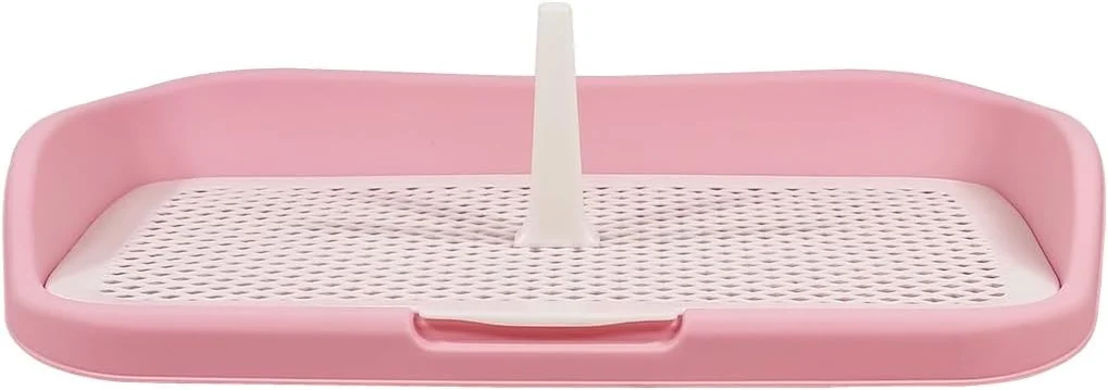 سینی توالت سگ برای سگ های کوچک تا متوسط، سینی آموزش ادرار سگ پلاستیکی ضد پاشش با نرده بلند، طراحی ستونی و طراحی شبکه ای، توالت سگ جداشدنی برای حیوانات خانگی داخل خانه، تمیز کردن آسان 48 سانتی متر (صورتی)