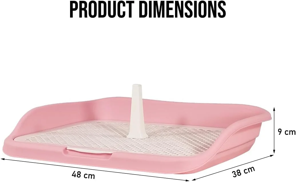 سینی توالت سگ برای سگ های کوچک تا متوسط، سینی آموزش ادرار سگ پلاستیکی ضد پاشش با نرده بلند، طراحی ستونی و طراحی شبکه ای، توالت سگ جداشدنی برای حیوانات خانگی داخل خانه، تمیز کردن آسان 48 سانتی متر (صورتی)