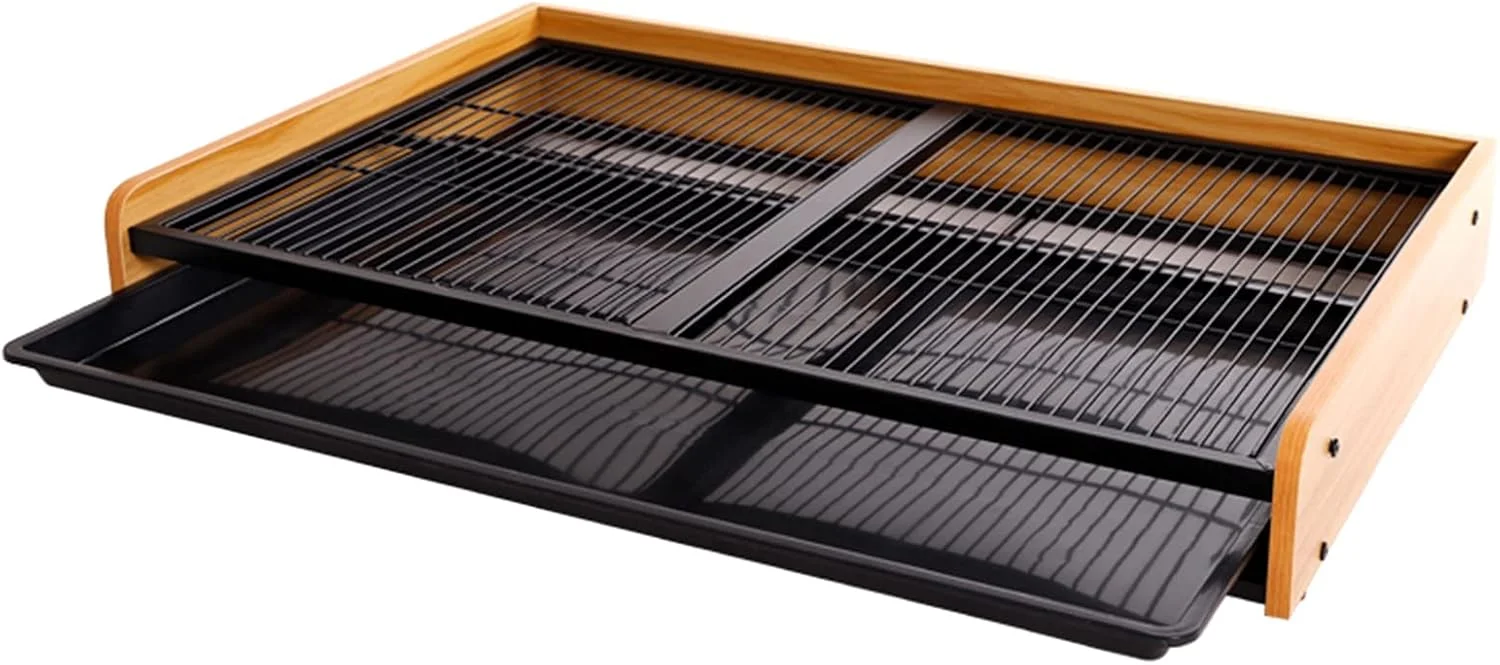 جا دستمال کاغذی چوبی و فلزی سگ برای حمام و قفس سگ، سینی پد ادرار حیوانات خانگی سایز XL برای سگ، گربه و خوک کوچک، متوسط و بزرگ، مناسب برای استفاده در داخل و خارج از خانه (رنگ: استایل-1، سایز: بزرگ)