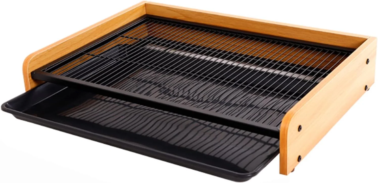 نگهدارنده دستمال توالت سگ چوبی و فلزی برای حمام و قفس سگ، سینی پد ادرار حیوانات خانگی سایز XL برای سگ، گربه و خوک کوچک، متوسط و بزرگ، مناسب برای استفاده در فضای داخلی و خارجی (رنگ: استایل-1، سایز: کوچک)