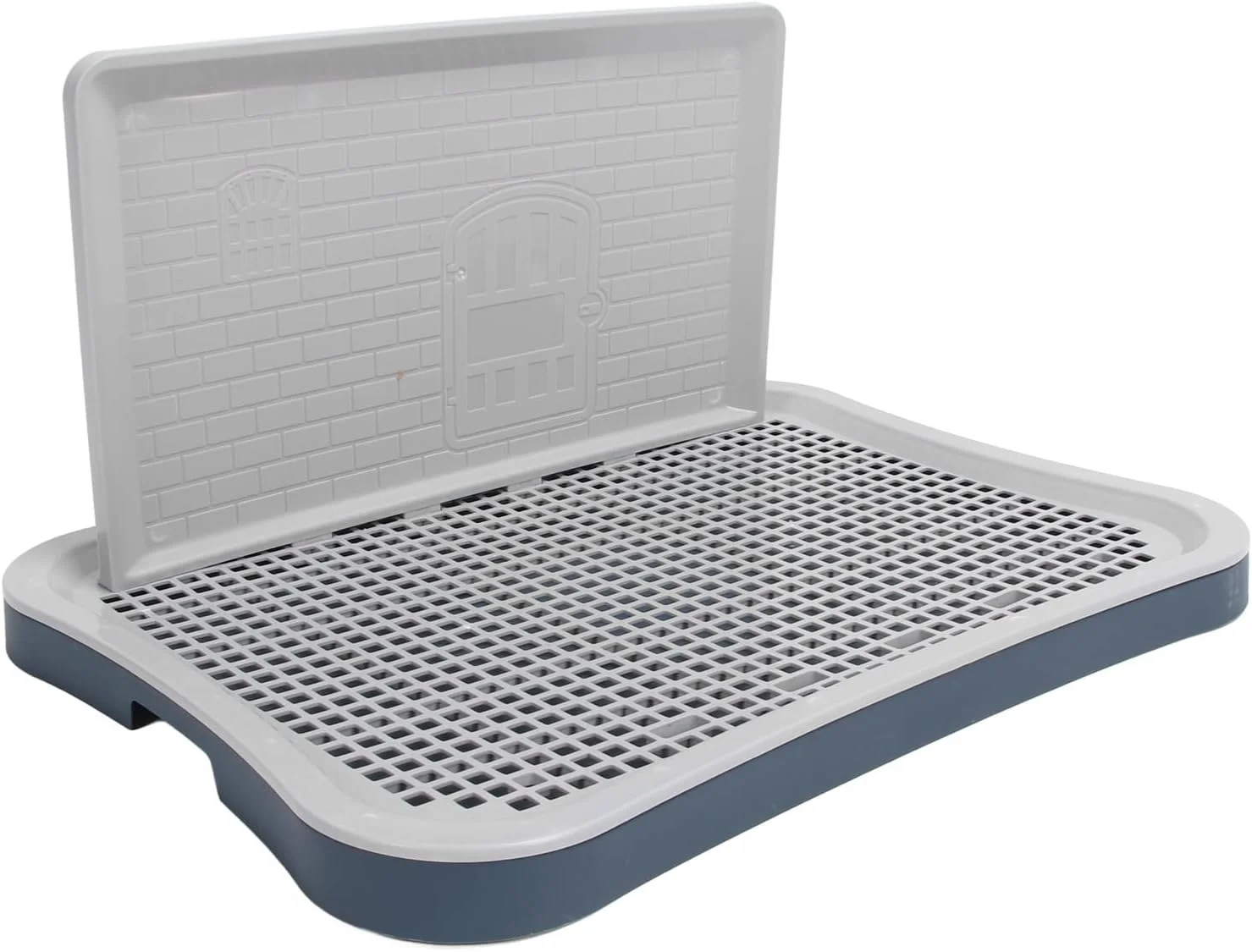 توالت سگ، توالت سگ خانگی با دیوار جداشدنی ضد پاشش، توالت آموزشی توری سگ، سینی آموزش ادرار قابل حمل برای سگ های متوسط و کوچک (آبی تیره)