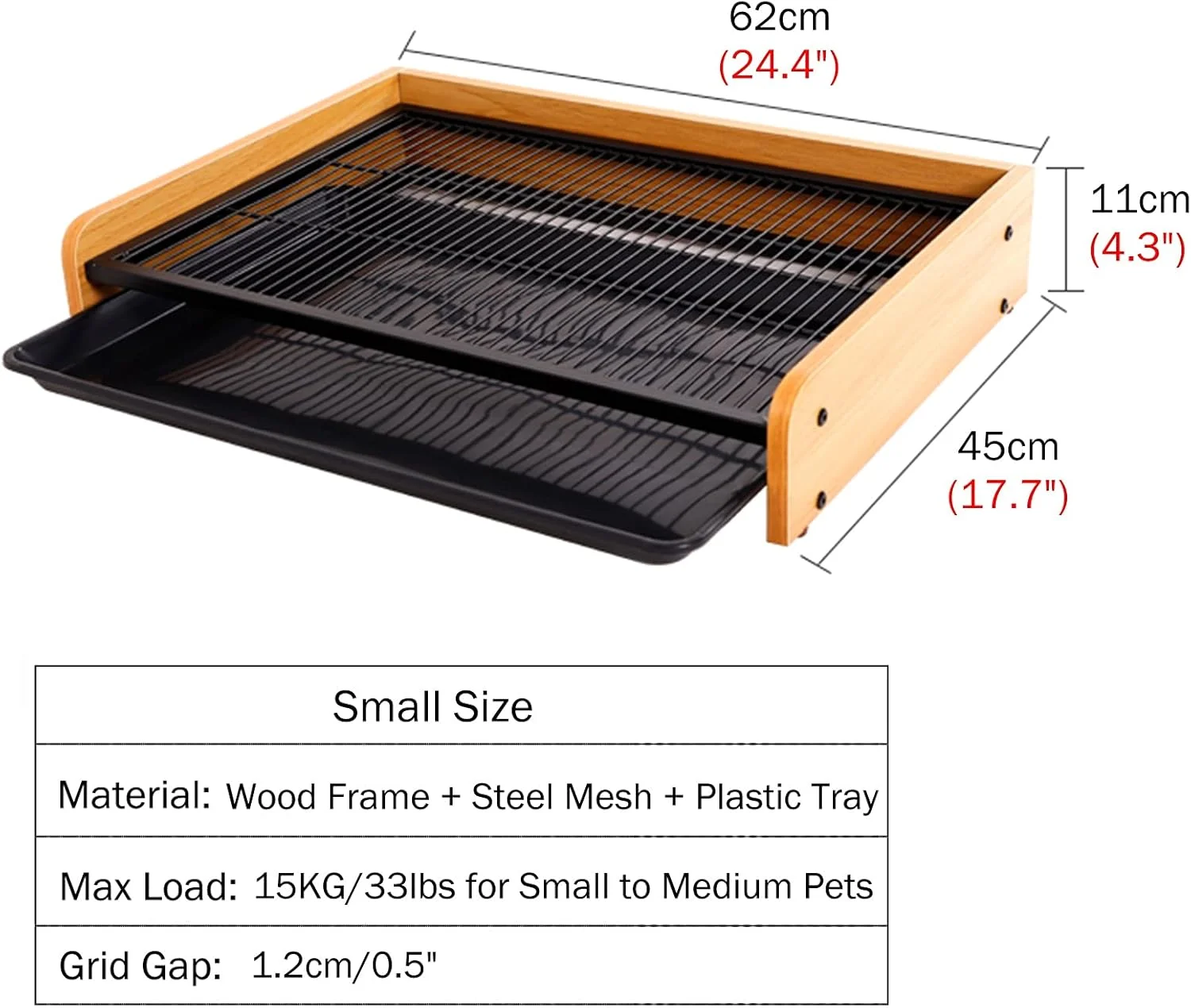 نگهدارنده دستمال توالت سگ چوبی و فلزی برای حمام و قفس سگ، سینی پد ادرار حیوانات خانگی سایز XL برای سگ ها، گربه ها و خوک های کوچک، متوسط و بزرگ، مناسب برای استفاده در داخل و خارج از خانه (رنگ: Style-1، سایز: Small)