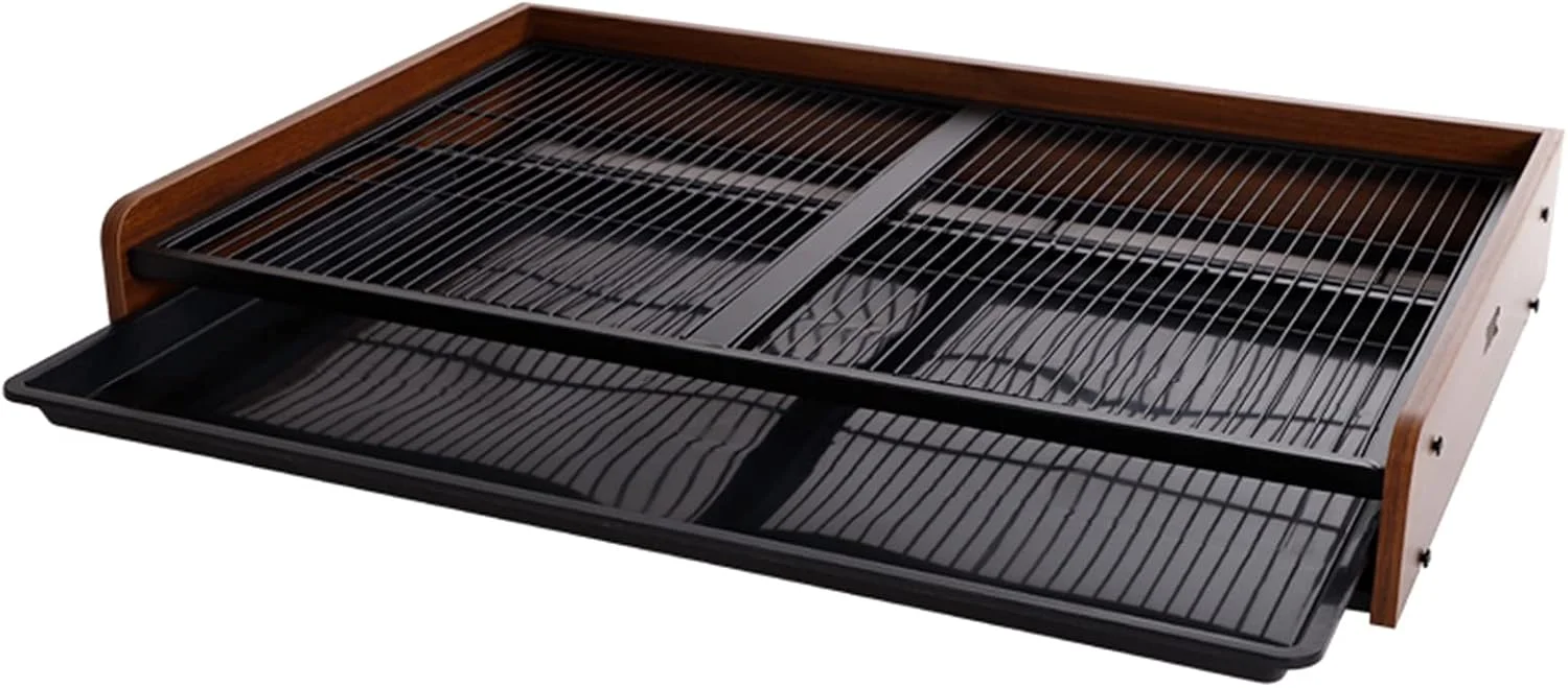 جا دستمال توالت سگ چوبی و فلزی برای حمام و قفس سگ، سینی پد ادرار حیوانات خانگی سایز XL برای سگ، گربه و خوک کوچک، متوسط و بزرگ، مناسب استفاده در داخل و خارج از خانه (رنگ: استایل-2، سایز: بزرگ)