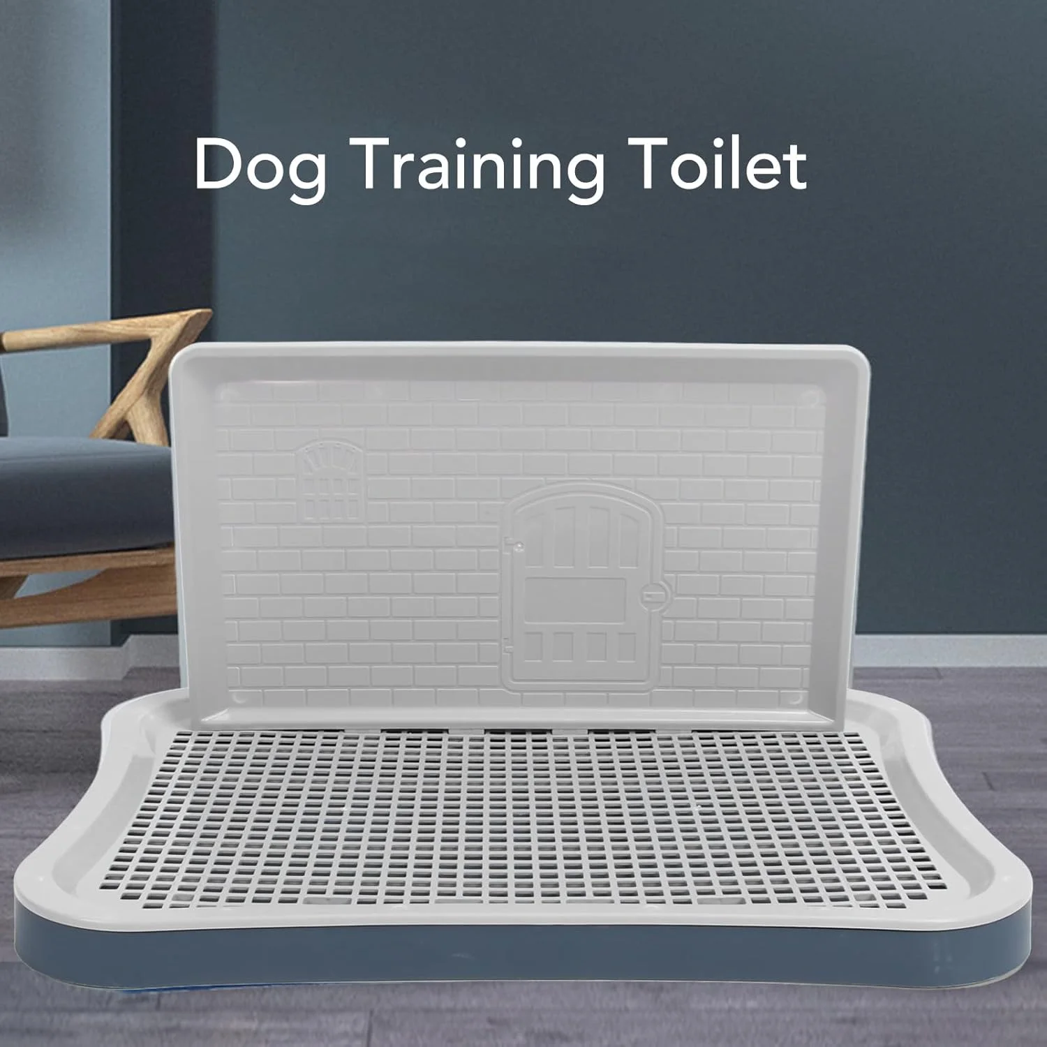توالت سگ، توالت سگ خانگی با دیوار جداشدنی ضد پاشش، توالت آموزشی توری سگ، سینی آموزش ادرار قابل حمل برای سگ های متوسط و کوچک (آبی تیره)