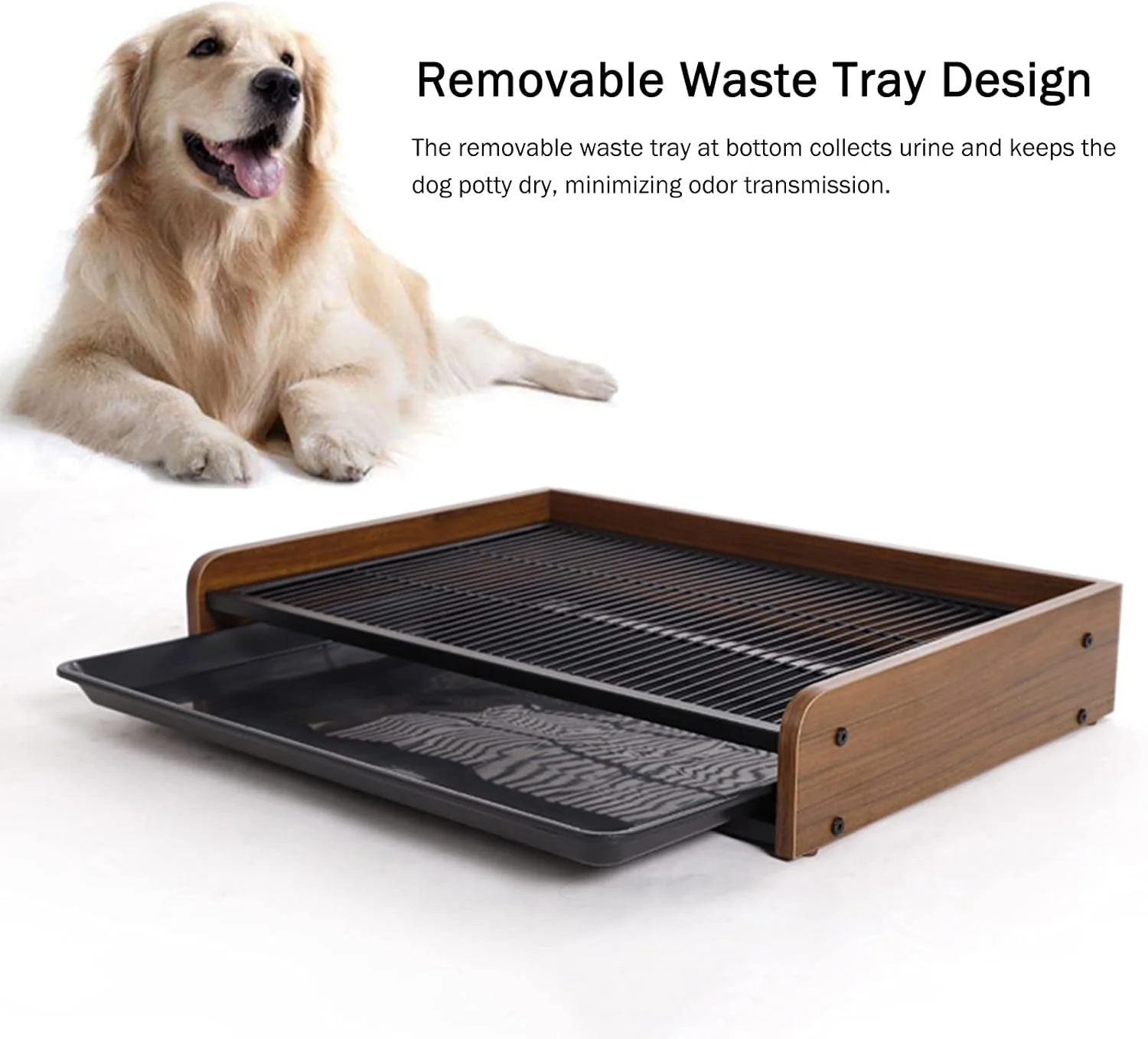 نگهدارنده دستمال توالت سگ چوبی و فلزی برای حمام و قفس سگ، سینی پد ادرار حیوانات خانگی سایز XL برای سگ ها، گربه ها و خوک های کوچک، متوسط و بزرگ، مناسب برای استفاده در داخل و خارج از خانه (رنگ: Style-2، سایز: کوچک)