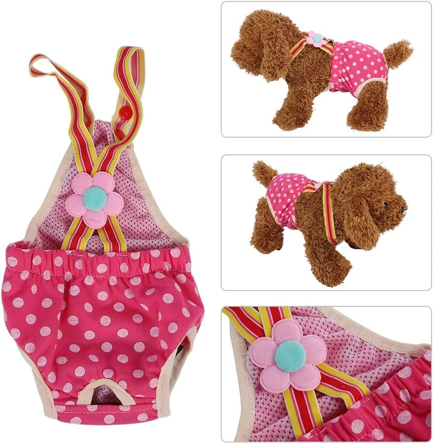 شورت بهداشتی سگ ماده قابل شستشو Tnfeeon، 6 سایز لباس زیر بهداشتی حیوانات خانگی پوشک پارچه ای پوشش شورت بند دار قابل استفاده مجدد (XS)