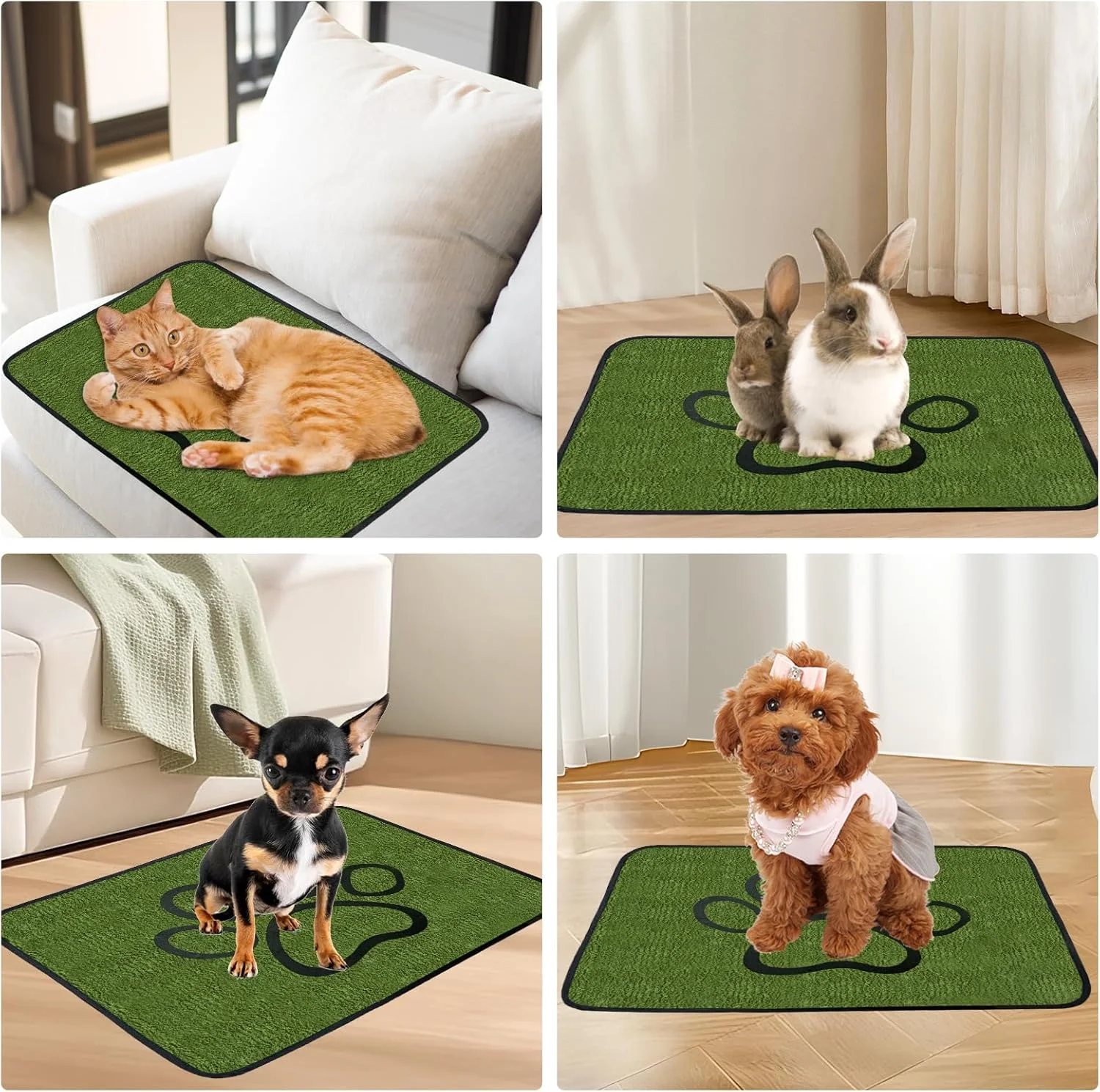 پدهای شستشوی سگ Tking، بسته 2 عددی پد ادرار سگ قابل استفاده مجدد با لایه جاذب سبز برای آموزش دستشویی، کف، قفس و تخت (45x60 سانتی متر)