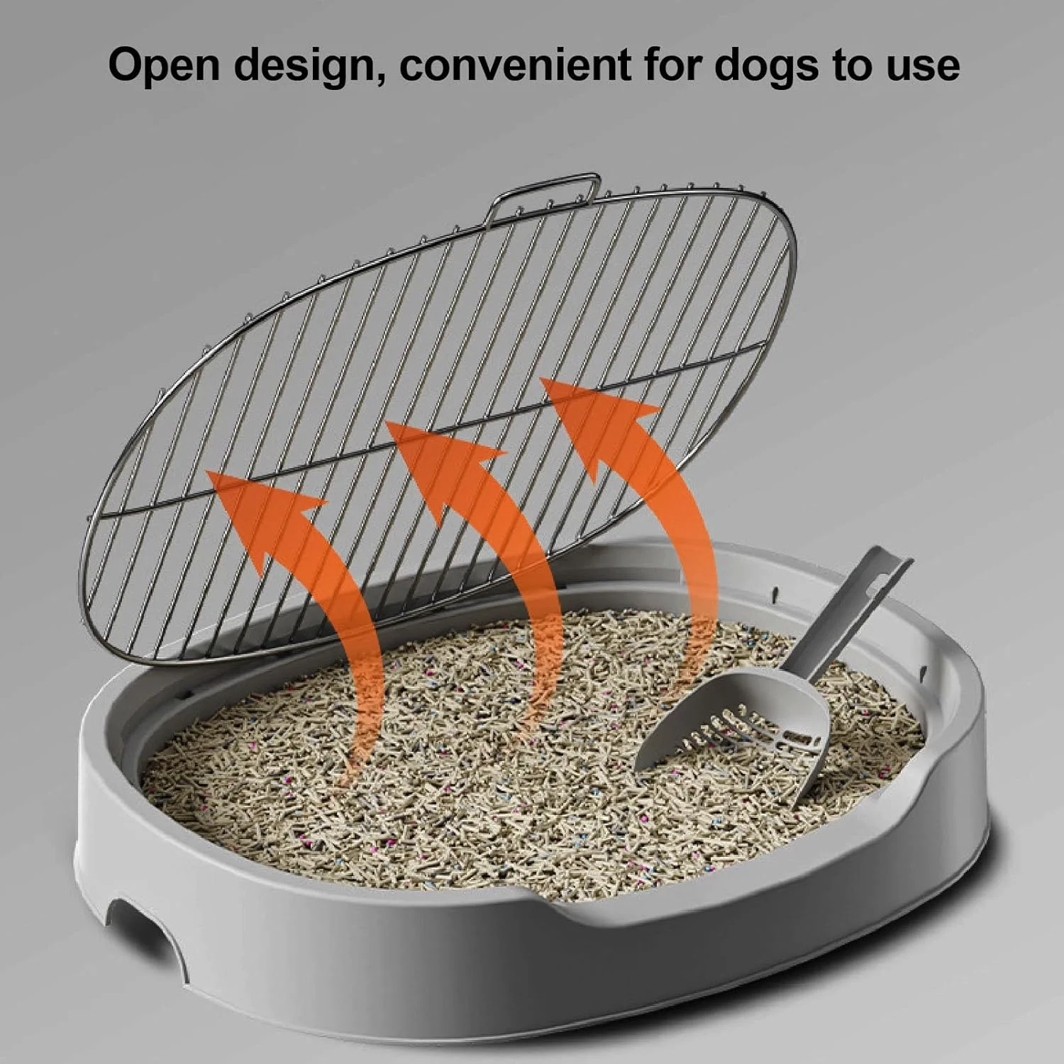 سینی توالت سگ، 51x42x18 سانتی متر، سینی توالت سگ با محافظ ادرار، پد آموزش توالت توله سگ با طرح باز، جعبه بستر حیوانات خانگی با دیوار، تمیز کردن آسان، برای توله سگ های کوچک و متوسط ​​(خاکستری)