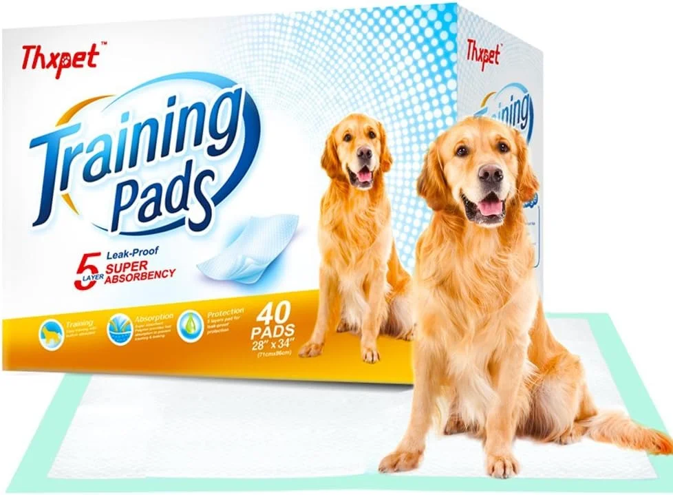 پدهای آموزشی سگ Thxpet، فوق العاده جاذب و ضد نشت، بسته 40 عددی، اندازه 71x86 سانتی متر