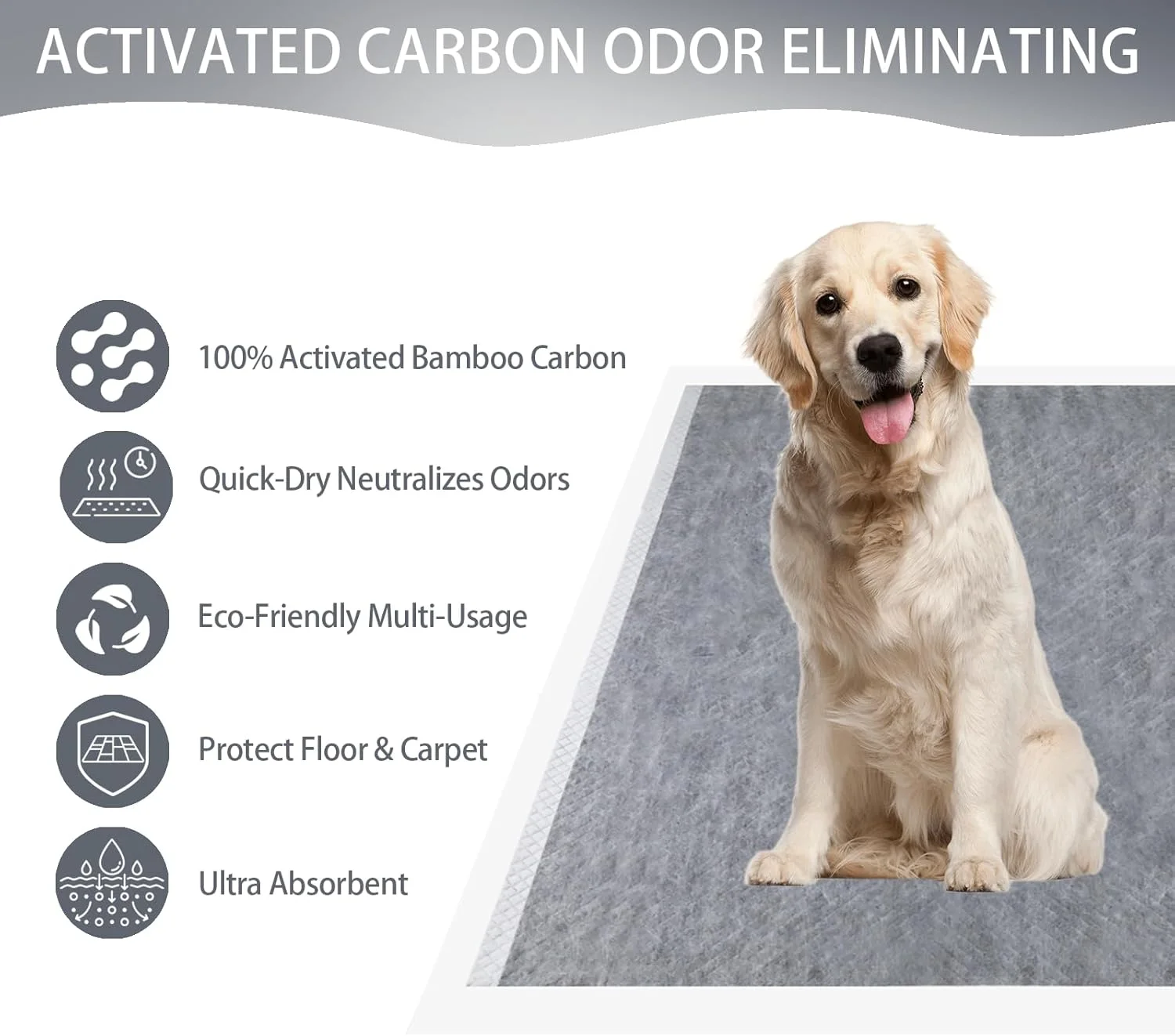 پدهای ادرار سگ TinyWiz، سایز 76 در 91 سانتی متر - پدهای ادرار سگ با زغال بامبو برای کنترل بو، فوق العاده جاذب تا 10 فنجان، 6 لایه ضد نشت و پدهای آموزش ادرار توله سگ با خشک شدن سریع، یکبار مصرف، 30 عدد