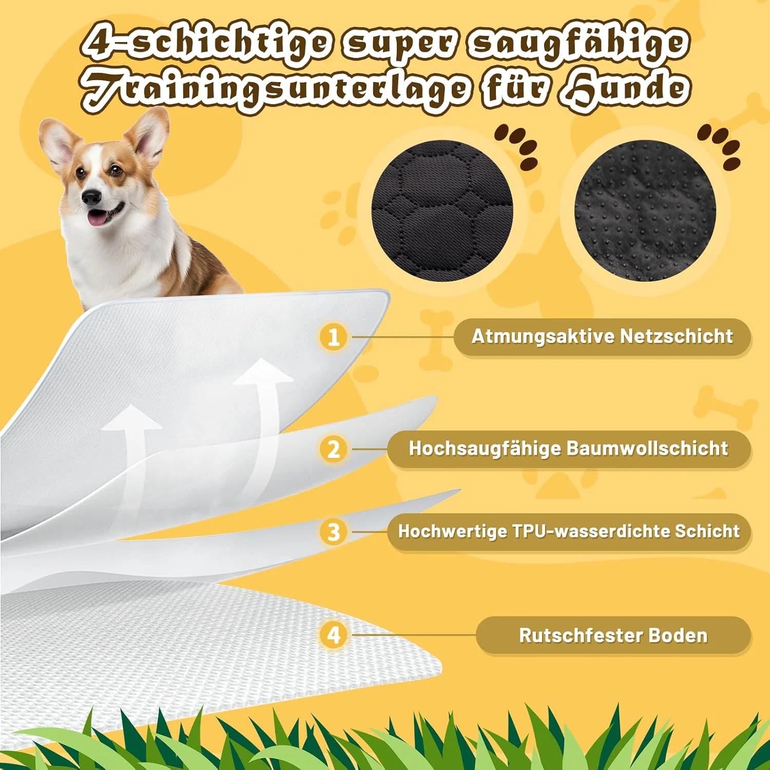 پد آموزشی سگ/گربه، ست 2 عددی | جذب فوق العاده قوی | ضد آب و ضد لغزش | قابل شستشو و استفاده مجدد | برای توله سگ ها و حیوانات خانگی (مشکی، 50 × 70 سانتی متر)