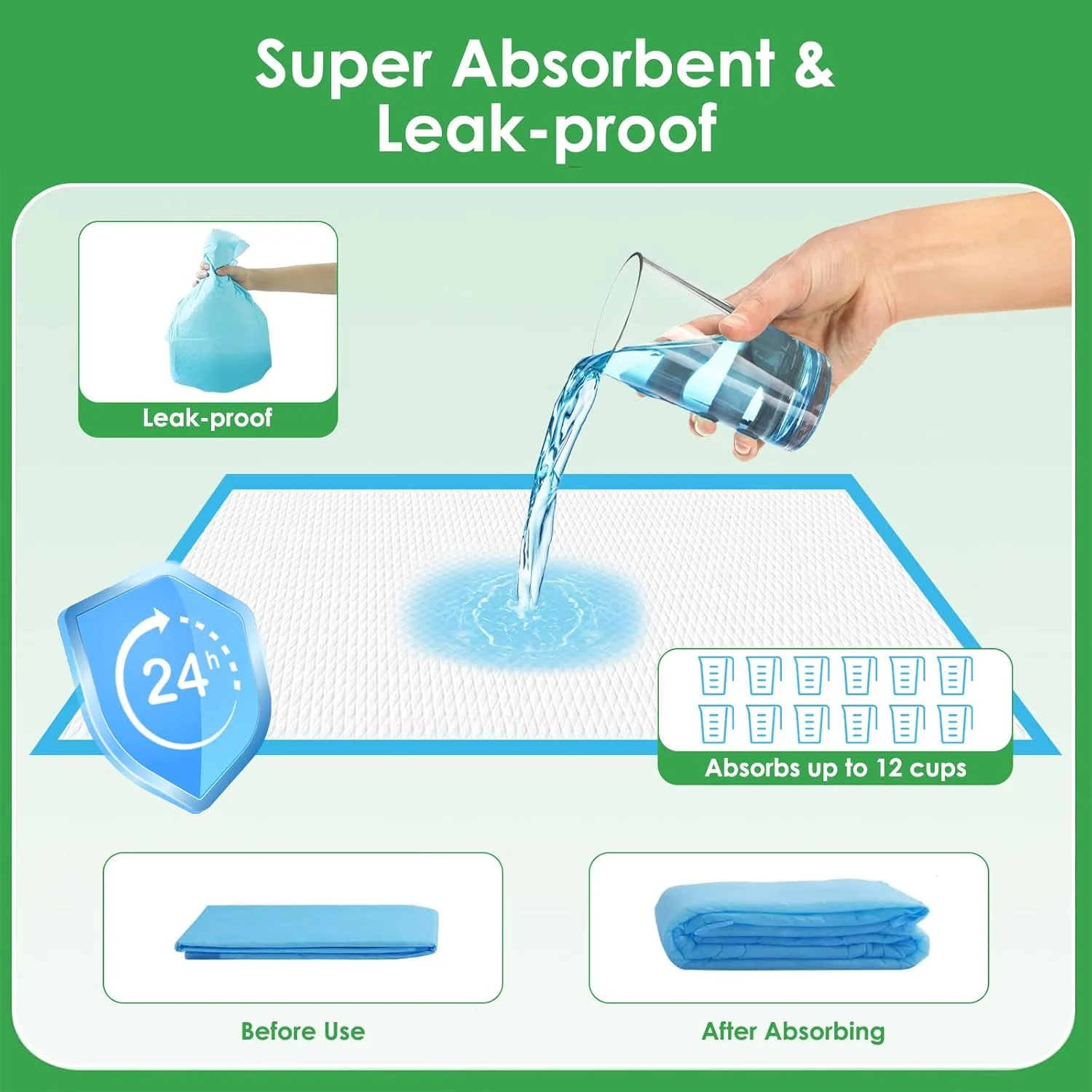 پدهای آموزشی سگ THMINS با جذب فوق العاده 5 لایه، پدهای یکبار مصرف ضد نشت برای آموزش ادرار سگ (33X45CM، بسته 100 عددی) پدهای آموزشی سگ THMINS با جذب فوق العاده 5 لایه، پدهای یکبار مصرف ضد نشت برای آموزش ادرار سگ (33X45CM، بسته 100 عددی)