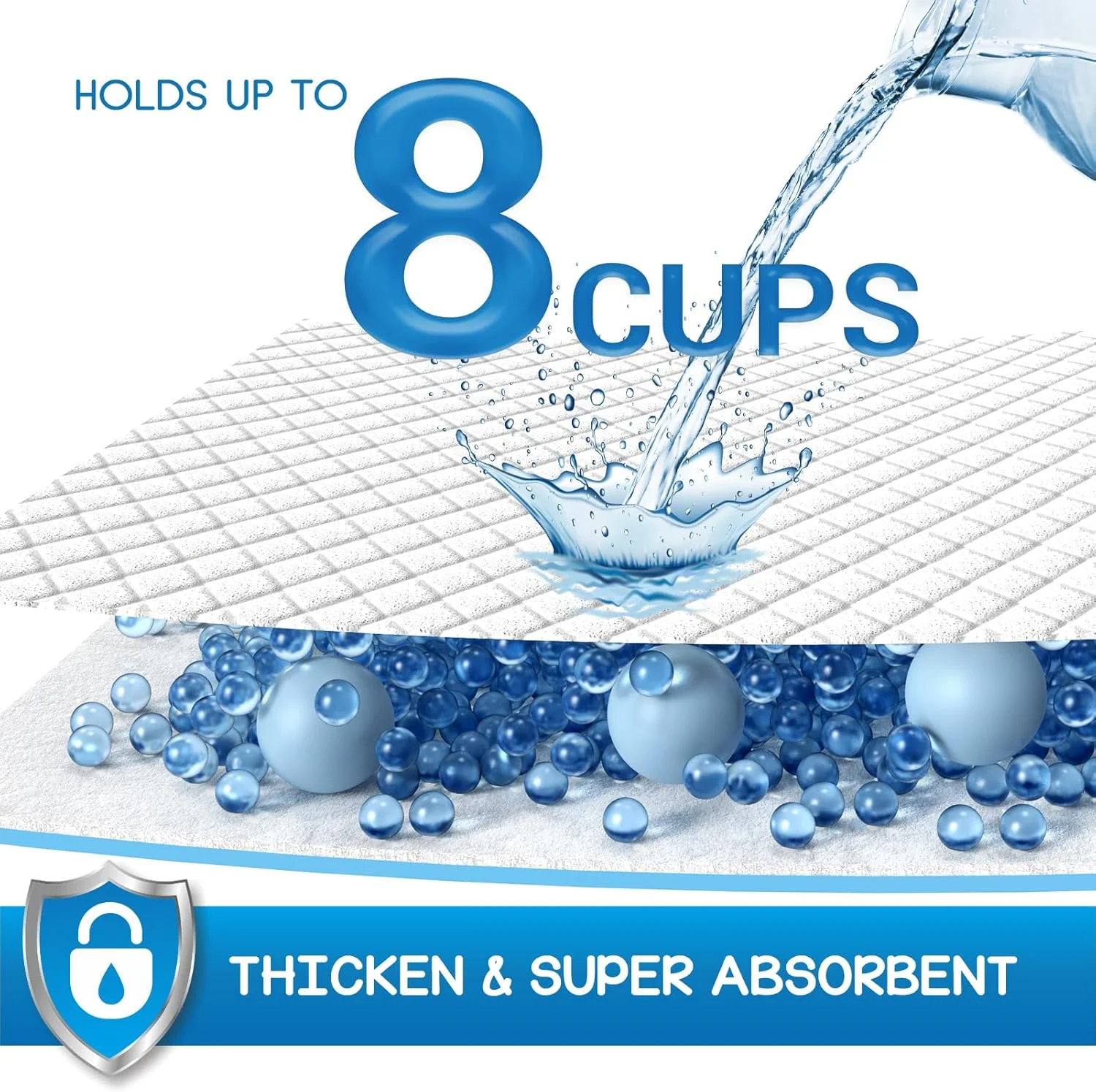 پدهای ادرار فوق جاذب CROCI سایز XXL، 76x91 سانتی متر، مناسب سگ، پدهای آموزشی سگ، جذب تا 8 فنجان مایع، 6 لایه، ضد نشت و خشک شدن سریع، یکبار مصرف (40 عدد)