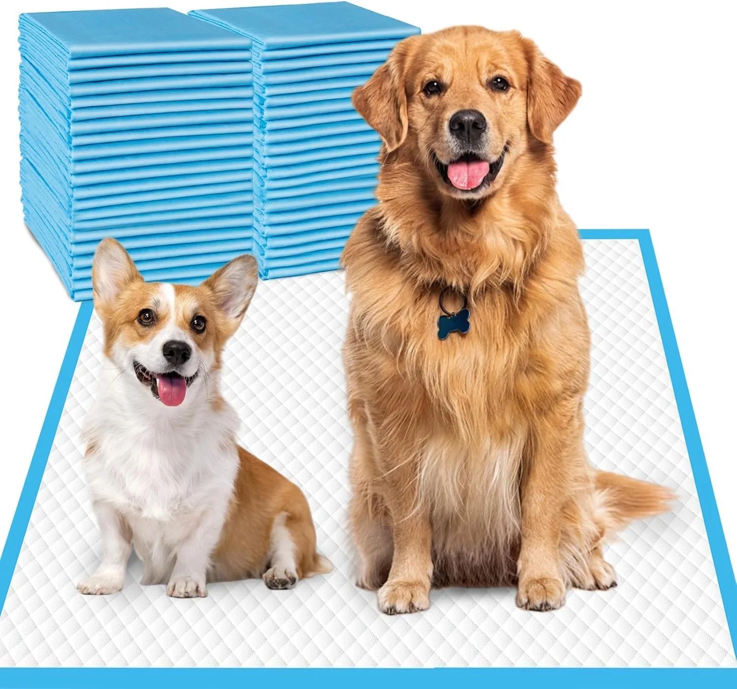 پدهای ادرار یکبار مصرف، جاذب و خشک‌شونده سریع و ضد نشت برای سگ و حیوانات خانگی، 60x60 سانتی‌متر، 40 عدد – ایده‌آل برای آموزش دستشویی، آموزش توله سگ، استفاده در داخل/خارج از منزل، محافظت ضد لغزش