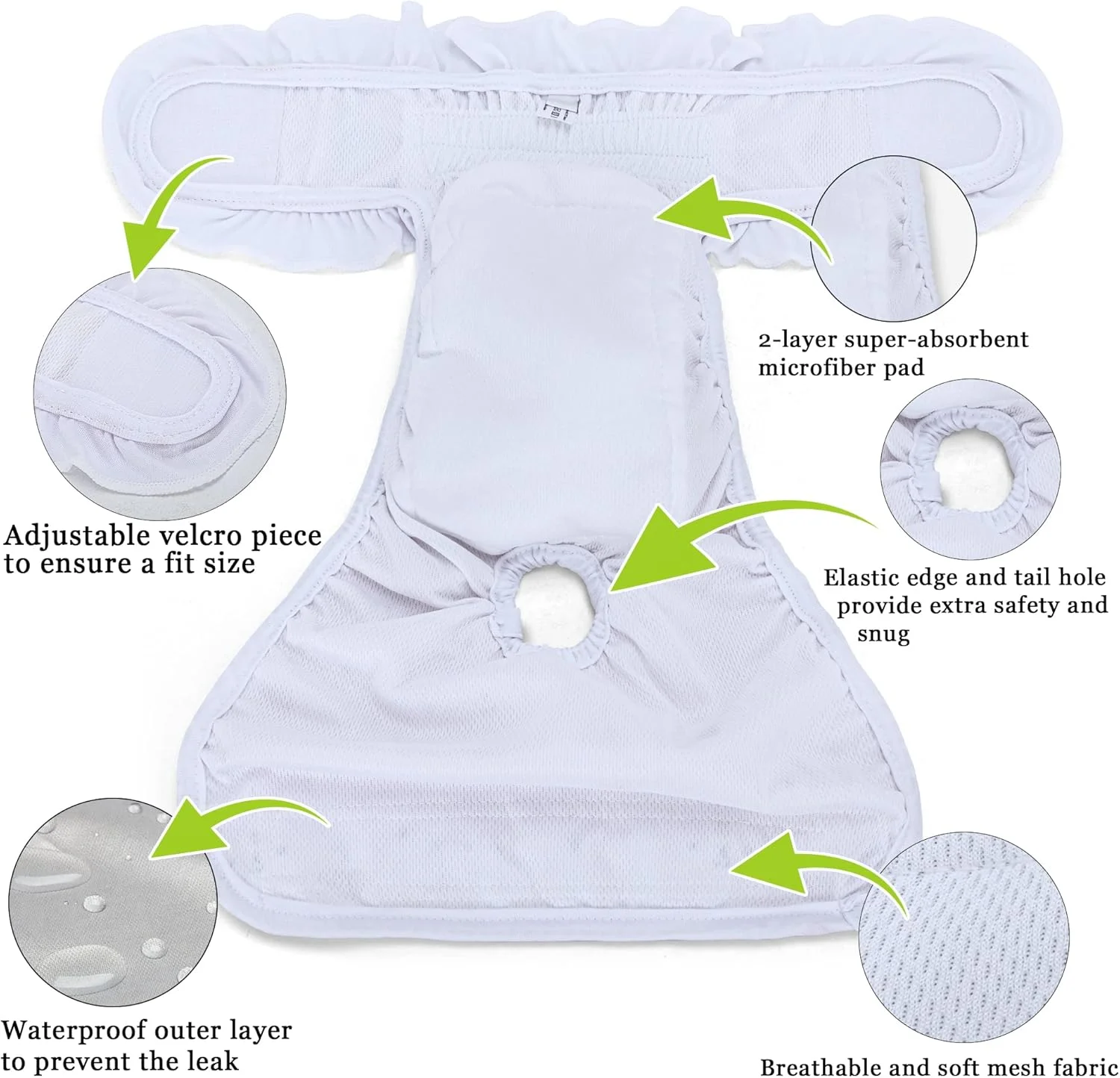 پوشک سگ ماده قابل شستشو Teamoy، بسته 4 عددی با لبه سفید، پوشک بی اختیاری ادرار برای سگ های ماده، صورتی + زرد + آبی + سبز، L1