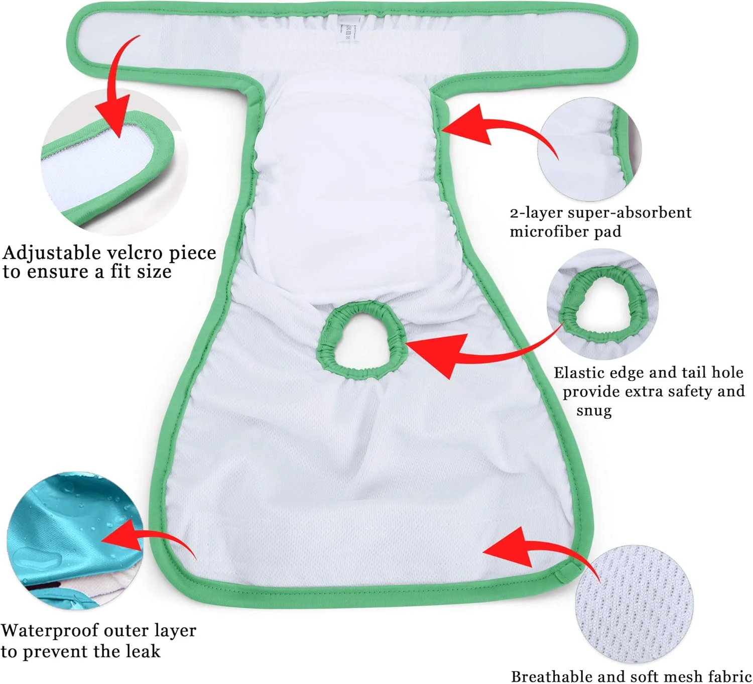 پوشک سگ ماده قابل شستشو Teamoy، بسته 3 عددی، پوشک های سگ ماده قابل استفاده مجدد، فوق العاده جاذب و راحت، زرد + بنفش + آبی، سایز XL