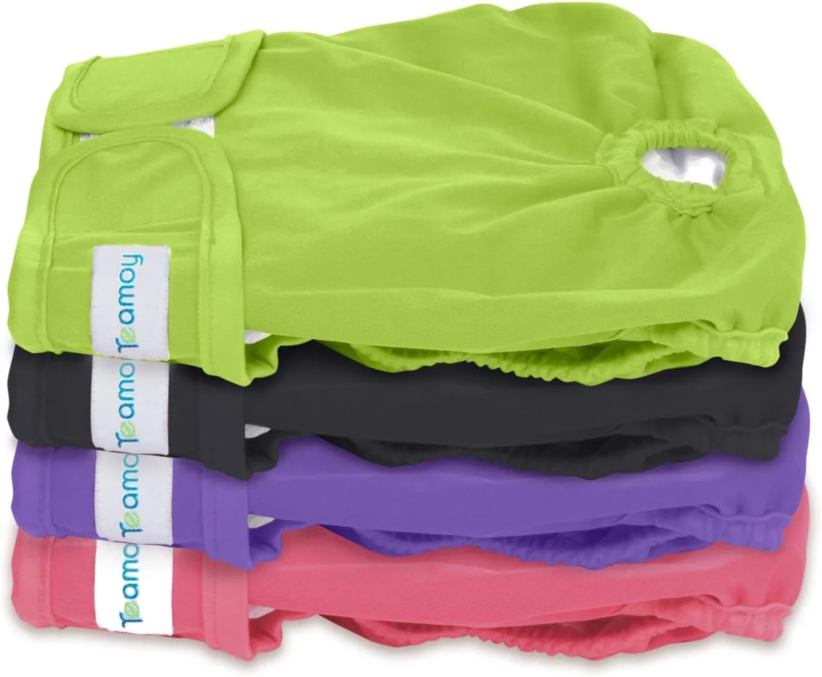 تیموی 4 عدد پوشک سگ ماده قابل شستشو، پوشک سگ قابل استفاده مجدد برای سگ های ماده، فوق العاده جاذب و راحت، سایز کوچک