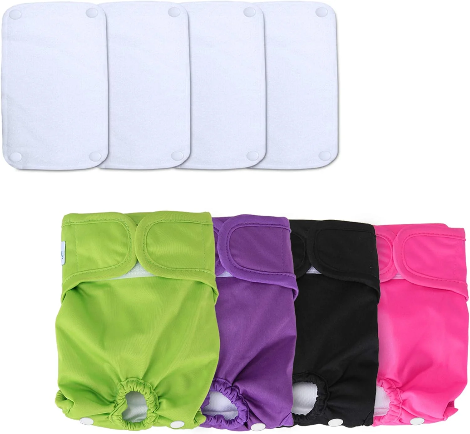 پوشک سگ ماده قابل استفاده مجدد Teamoy با پدهای جداشدنی (بسته 4 عددی)، پوشک های سگ قابل شستشو برای سگ های ماده، فوق العاده جاذب، راحت و شیک، سایز S