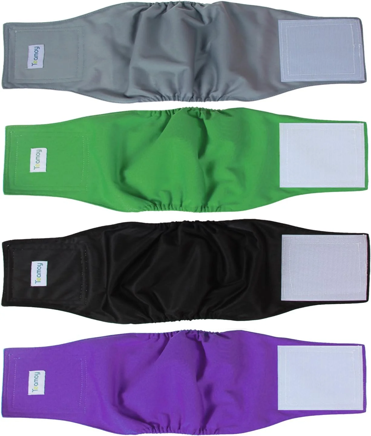 ست چهارتایی پوشک سگ نر Teamoy، نوار شکمی توله سگ قابل شستشو (سایز M، مشکی+ خاکستری+ سبز+ بنفش)