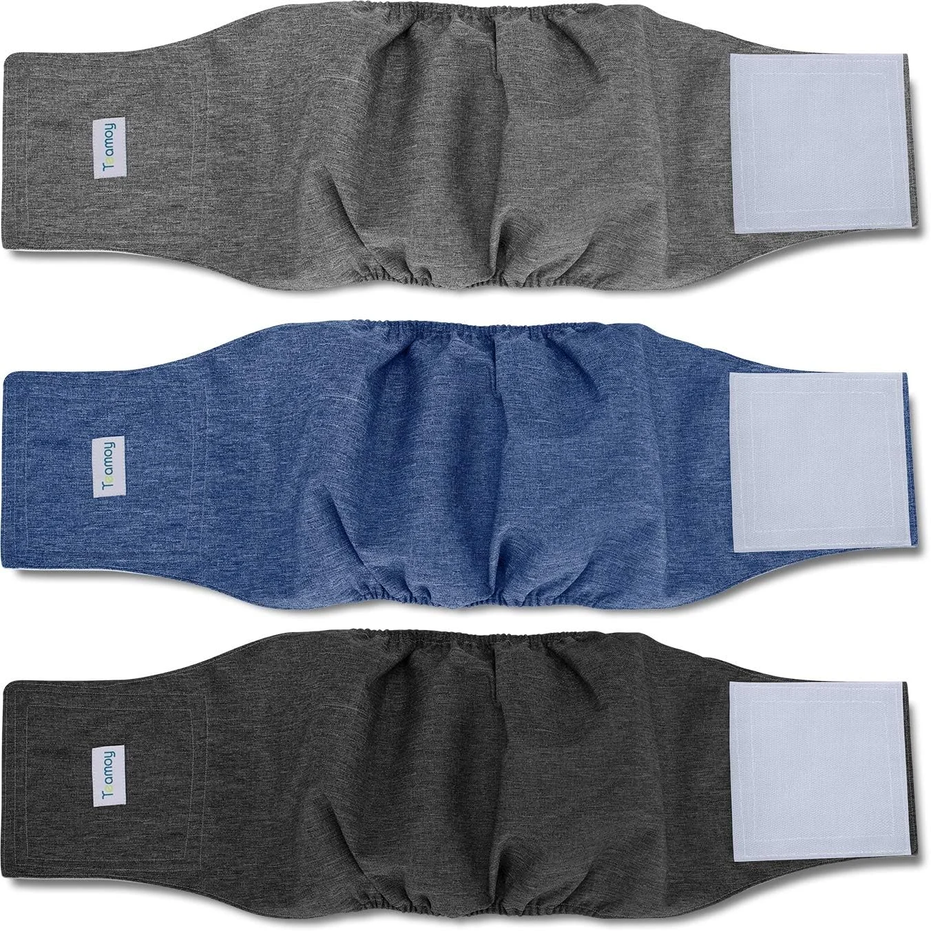 باند شکمی سگ نر Teamoy، سایز بزرگ، 3 عدد، قابل شستشو، رنگ مشکی، خاکستری و آبی