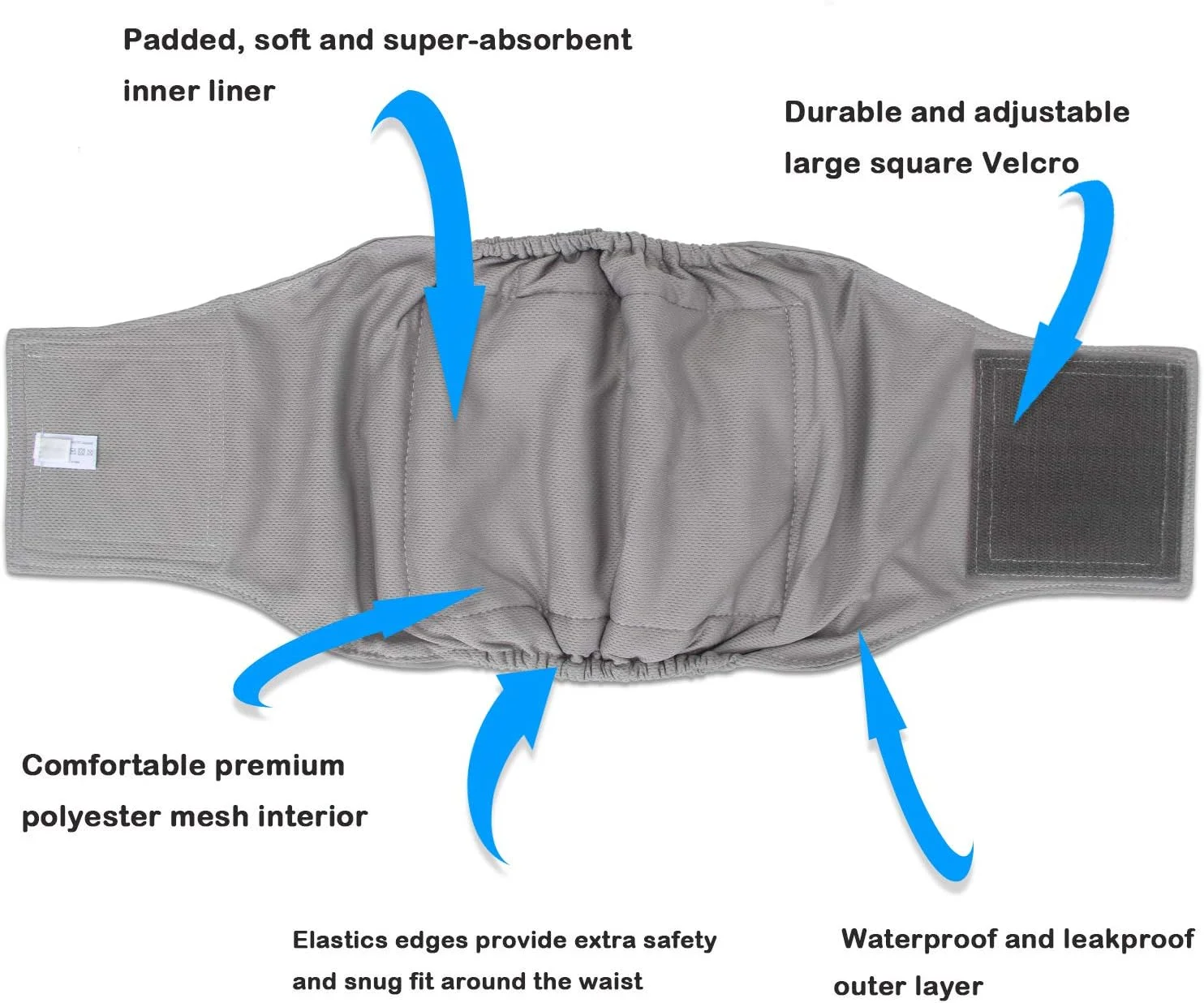 باند شکمی سگ نر Teamoy، قابل شستشو، سایز XS (دور کمر 18-23 سانتی متر)، مشکی+خاکستری+آبی تیره (آستر خاکستری)، بسته 3 عددی