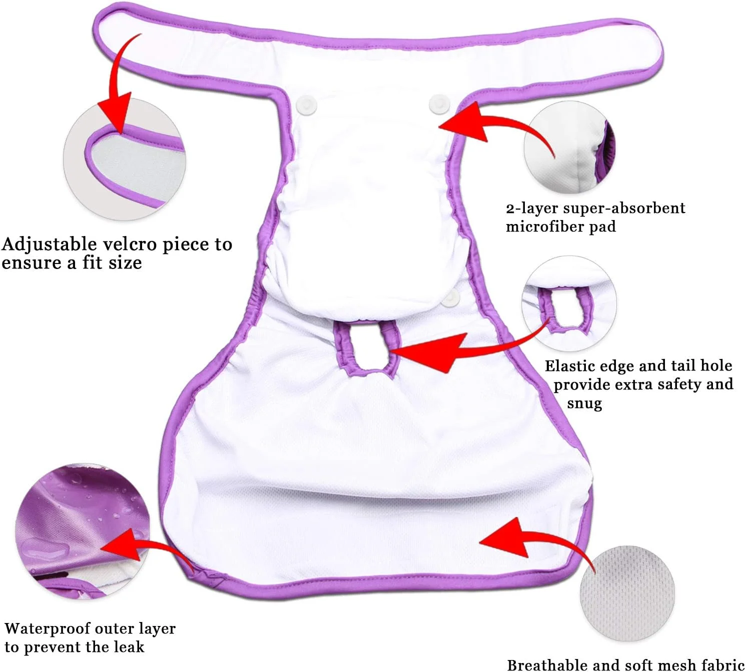 شورت بهداشتی سگ ماده Teamoy با پدهای قابل تعویض (بسته 4 عددی)، شورت سگ قابل شستشو برای سگ های ماده، فوق العاده جاذب، راحت و شیک، L1