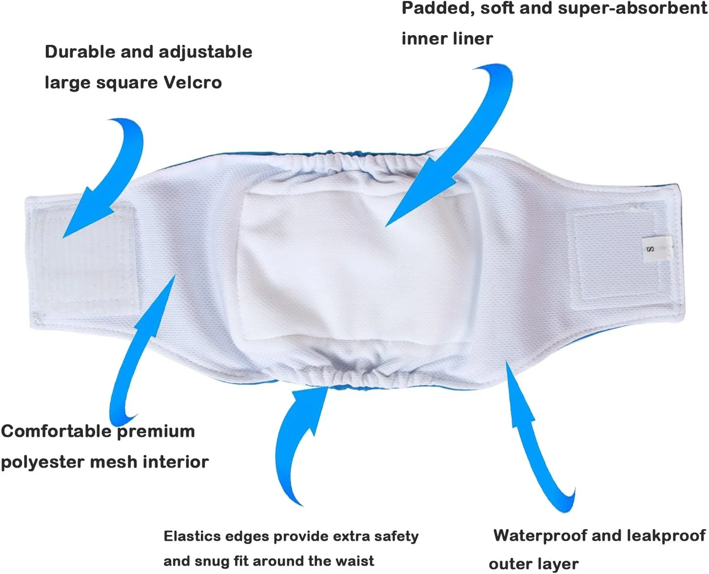 باند شکمی سگ نر Teamoy، قابل شستشو، سایز S (مشکی+ خاکستری+ سبز+ بنفش) - بسته 4 عددی