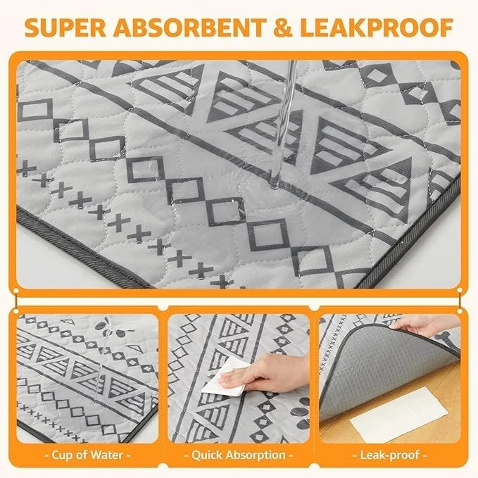 پدهای ادرار سگ قابل شستشو Tazweeq، دو عدد، 80 در 90 سانتی متر، ضد لغزش و ضد نشت، پدهای توله سگ قابل استفاده مجدد، پدهای بسیار جاذب برای آموزش دستشویی، محل بازی، قفس، کف، مبل، زیرانداز ضد آب حیوانات خانگی