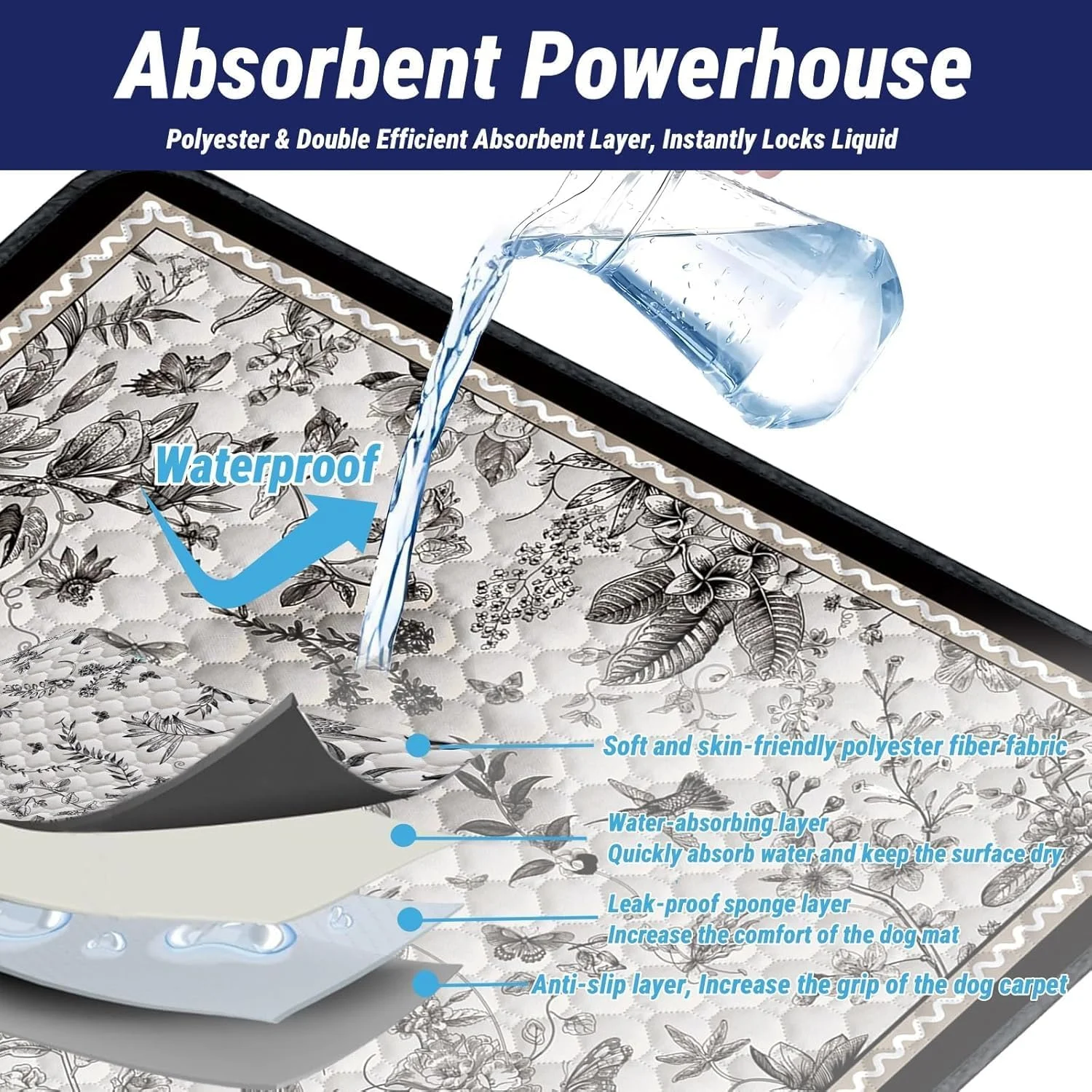 پد ادرار شوی سگ تزویق، 1 عدد 60x90 سانتی متر، پد توله سگ قابل استفاده مجدد، ضد لغزش و ضد نشت، زیرانداز جاذب سگ برای سگ، گربه، خرگوش