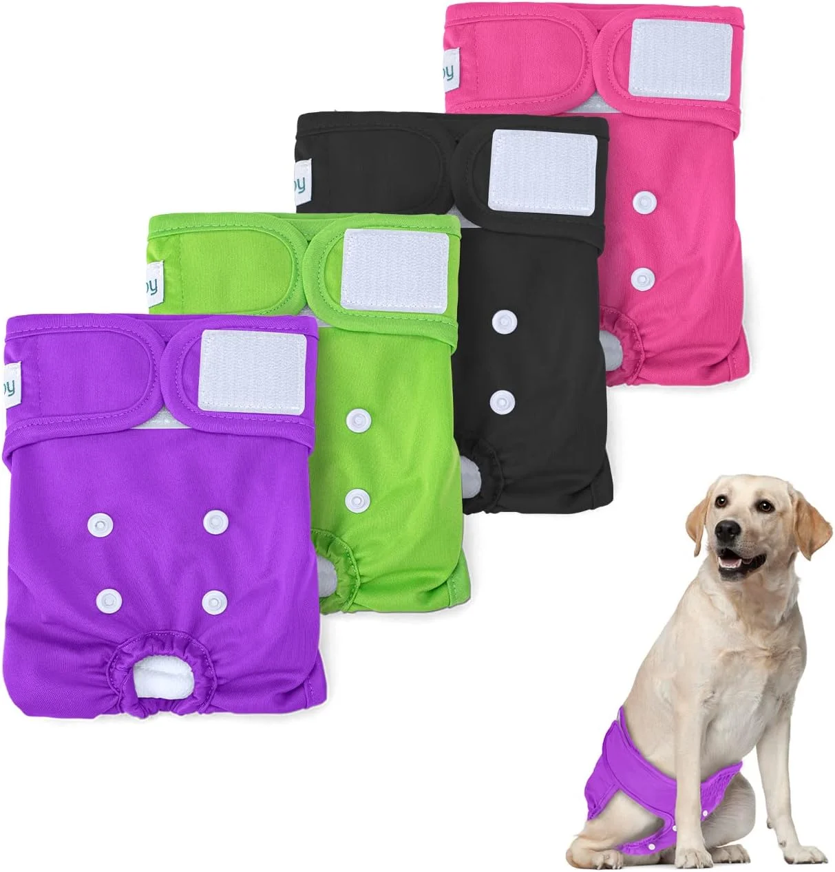 پوشک سگ ماده Teamoy (بسته 4 عددی)، پوشک سگ قابل شستشو و استفاده مجدد برای سگ های ماده، بسیار جاذب، XS