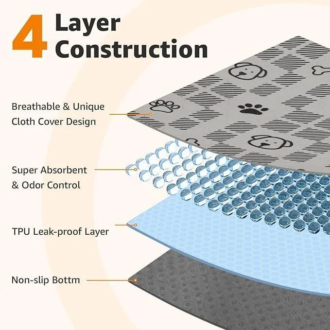 پدهای ادرار سگ قابل شستشو Tazweeq، دو عددی، 80 x 90 سانتی متر، ضد نشت و ضد لغزش، پدهای توله سگ قابل استفاده مجدد، پدهای بسیار جاذب برای آموزش دستشویی، محوطه بازی، قفس، کف، مبل، زیرانداز ضد آب حیوانات خانگی