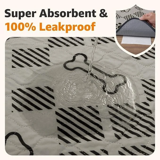 پدهای ادرار سگ قابل شستشو Tazweeq، دو عددی، 80 x 90 سانتی متر، ضد نشت و ضد لغزش، پدهای توله سگ قابل استفاده مجدد، پدهای بسیار جاذب برای آموزش دستشویی، محوطه بازی، قفس، کف، مبل، زیرانداز ضد آب حیوانات خانگی