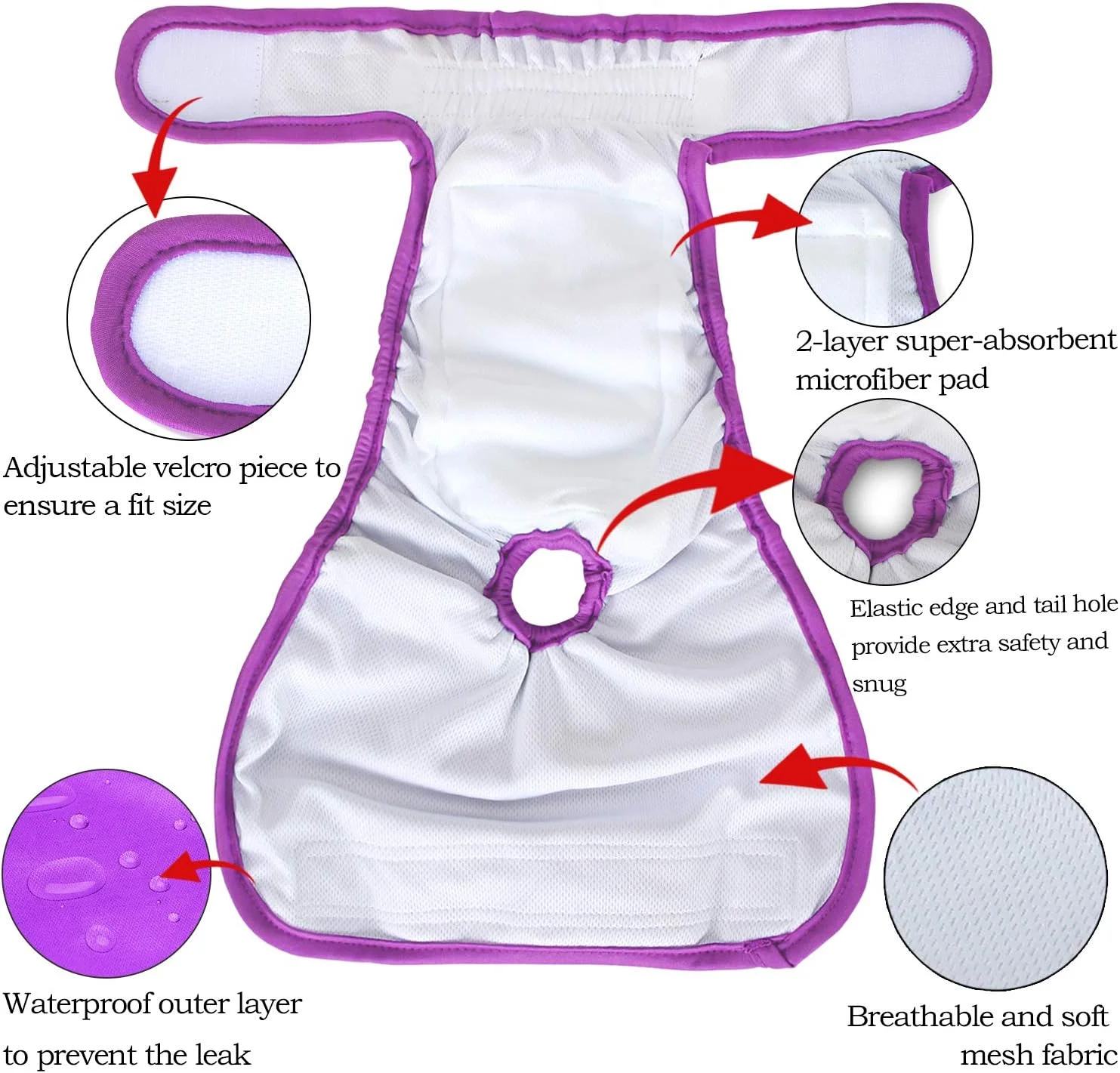 پوشک سگ ماده Teamoy (بسته 4 عددی)، پوشک سگ قابل شستشو و استفاده مجدد برای سگ های ماده، بسیار جاذب، XS