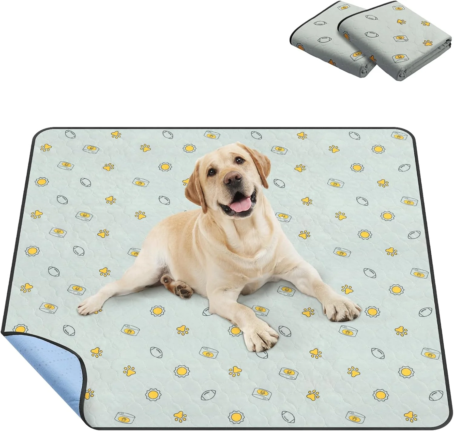 پدهای ادرار شوی سگ TAIKURA، پدهای توله سگ قابل استفاده مجدد، پدهای جاذب توله سگ، پدهای آموزشی ضد آب و ضد لغزش برای مبل، قفس، آموزش دستشویی (2 عدد، 48"*48")